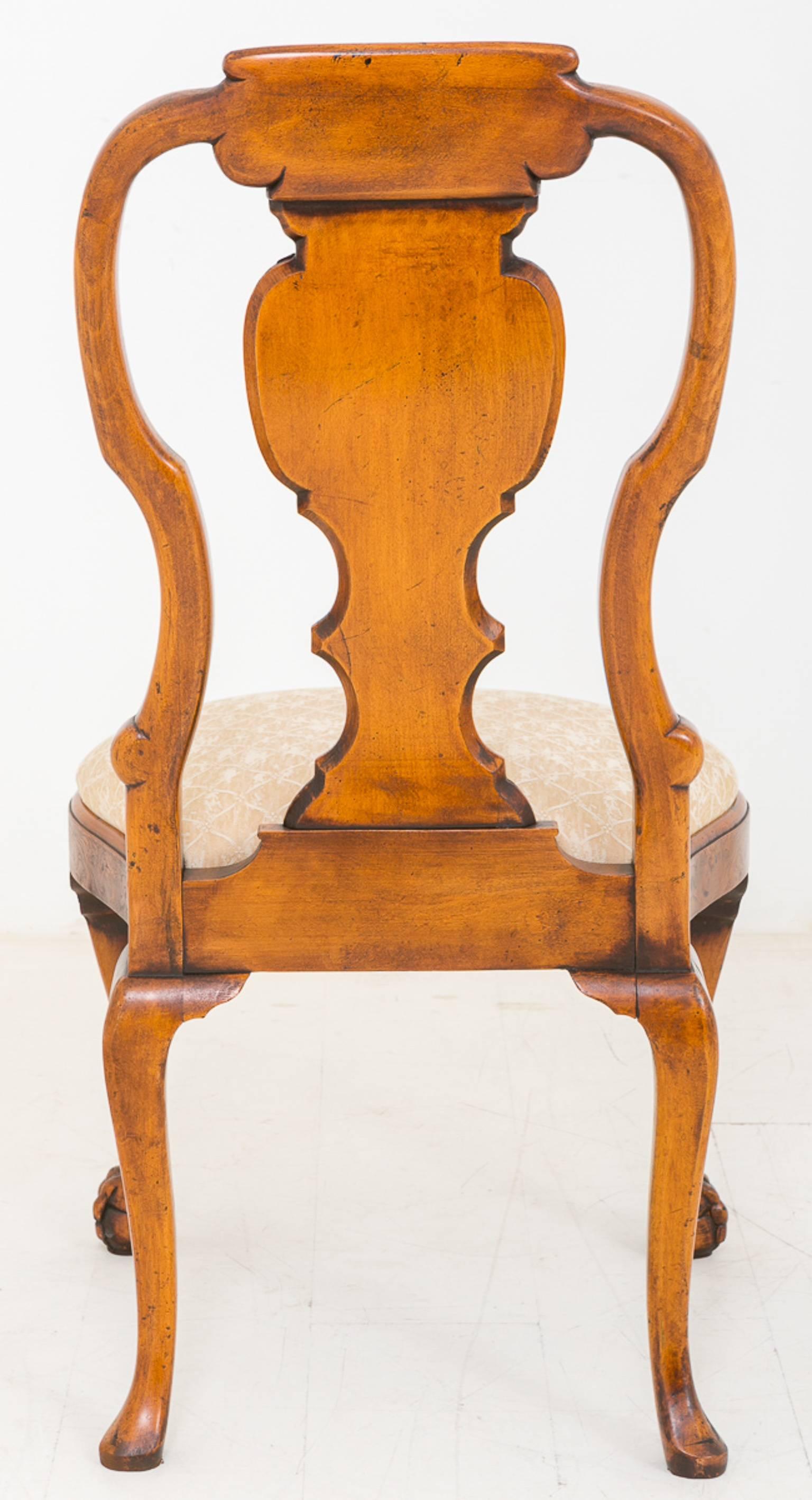 Set of Fourteen Burr Elm Queen Anne Style Chairs For Sale 4