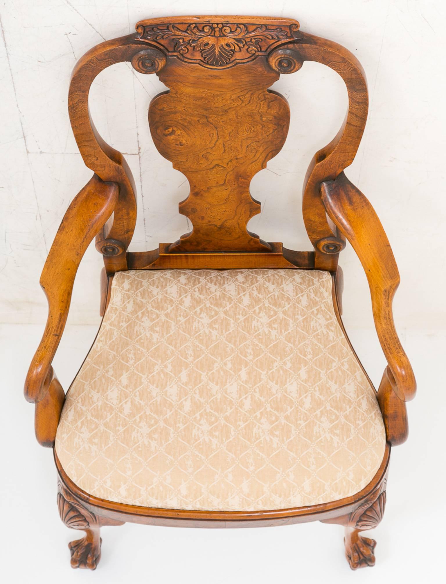 Set of Fourteen Burr Elm Queen Anne Style Chairs For Sale 5