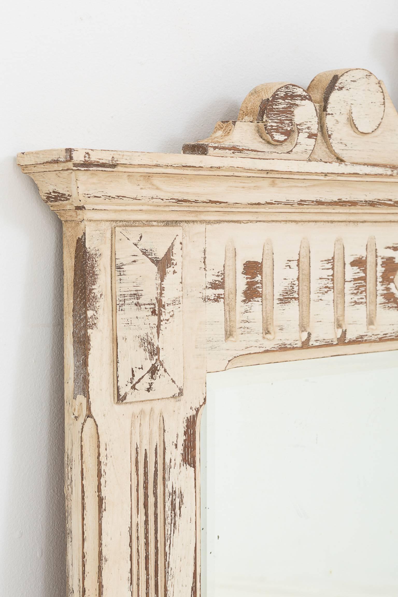 Painted French Oak Overmantel For Sale