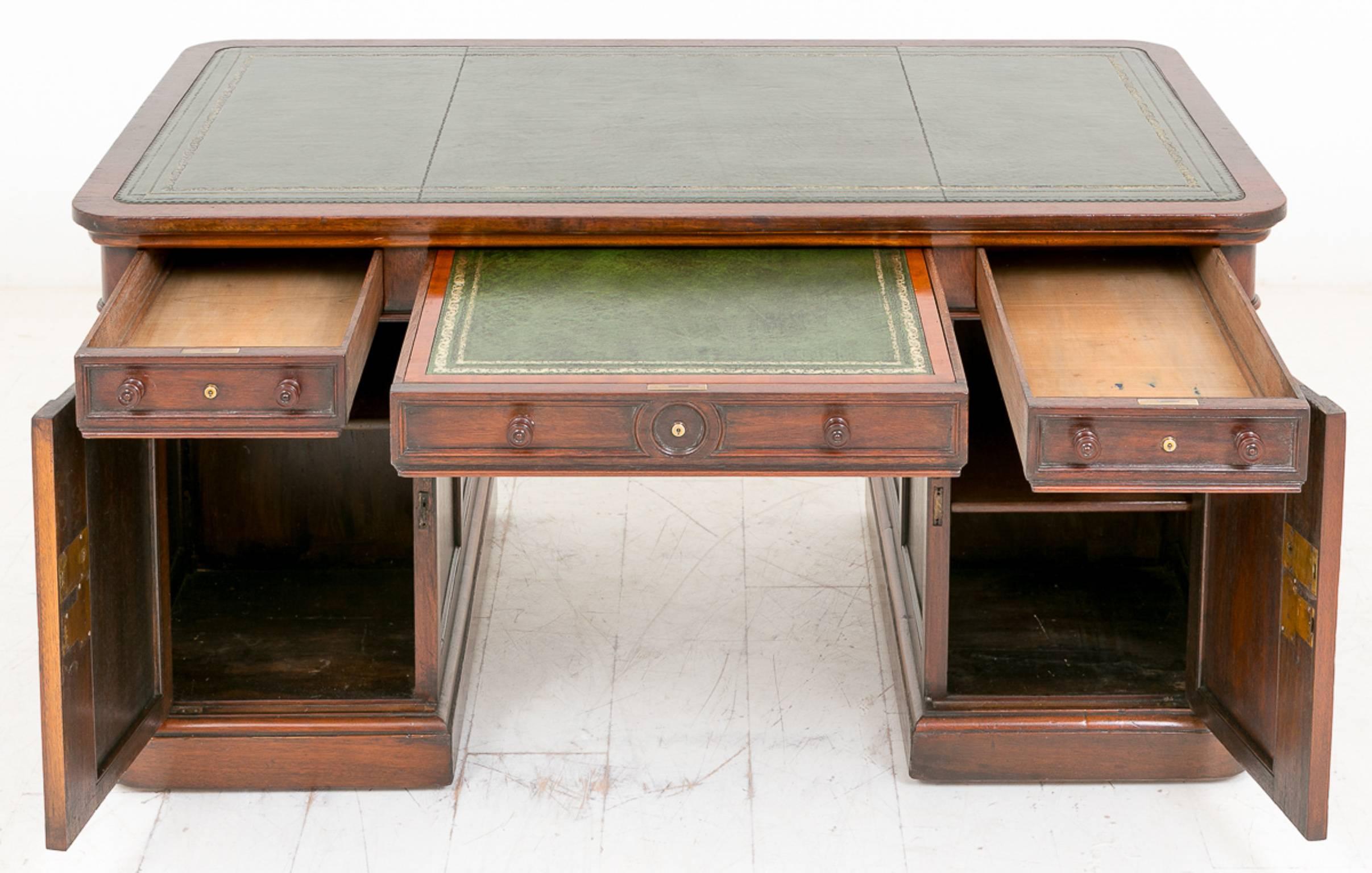 Mahogany Mid-Victorian Partners Desk For Sale
