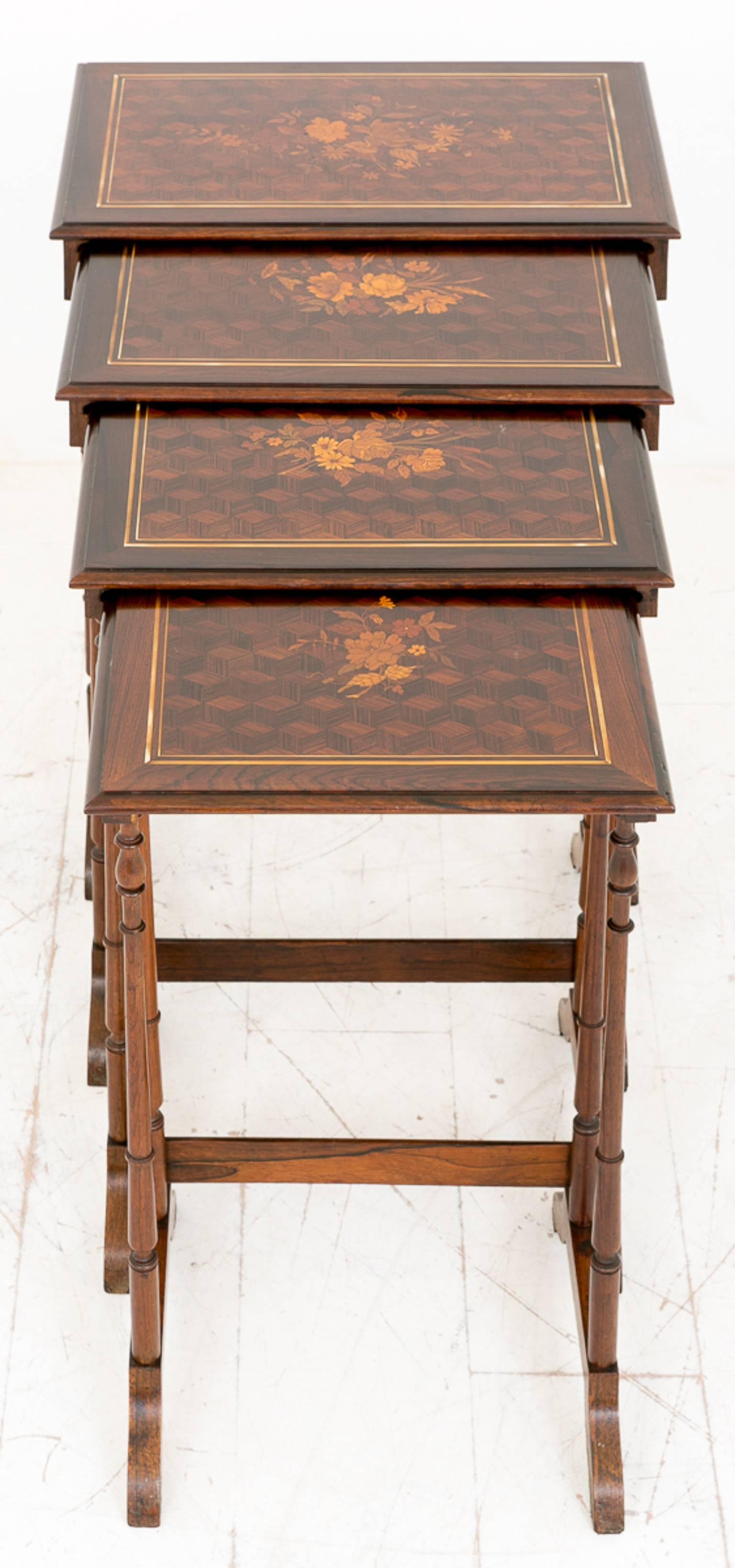 Parquetry Superb French Rosewood Nest of Tables For Sale