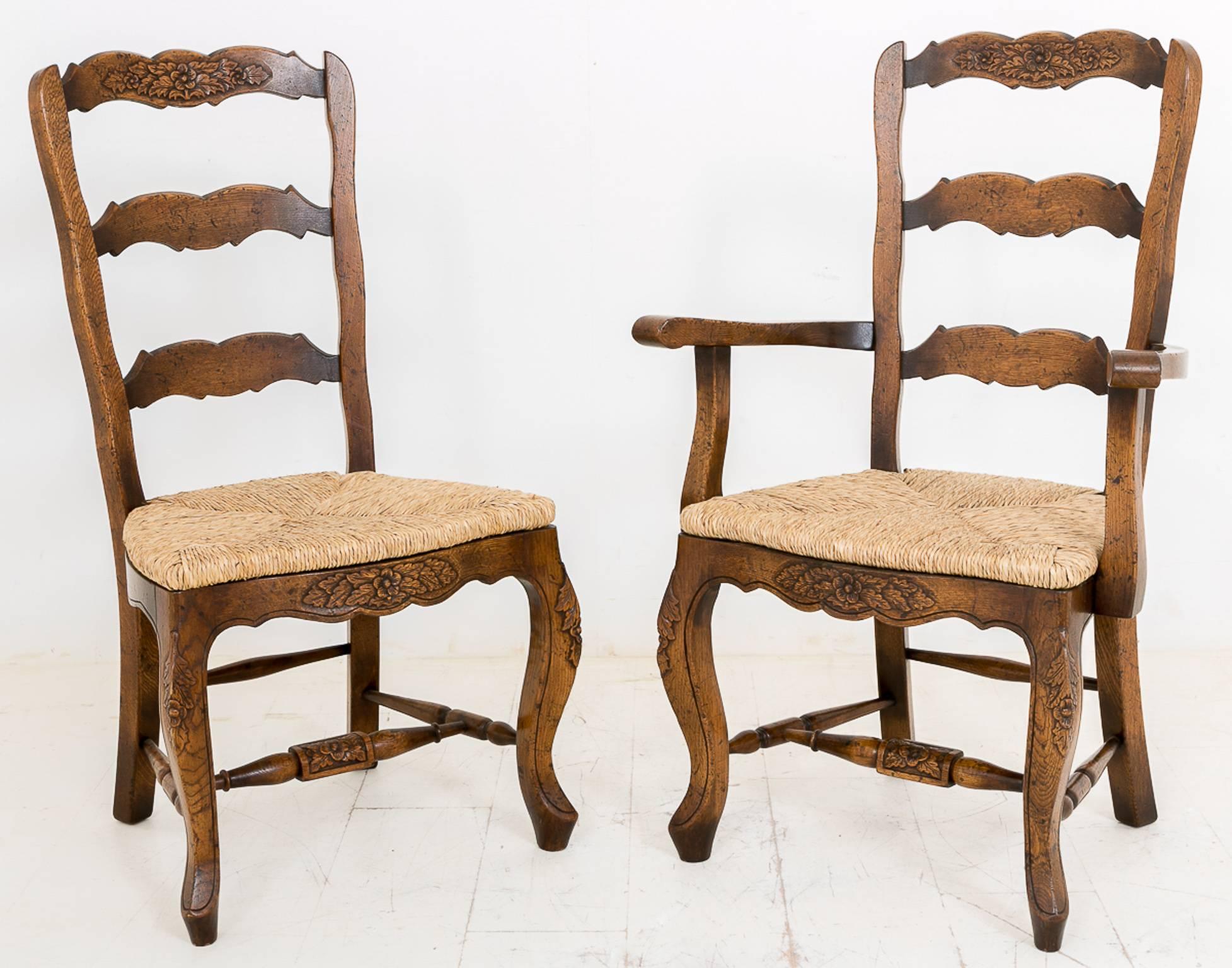 Victorian Set of Ten Oak French Chairs For Sale