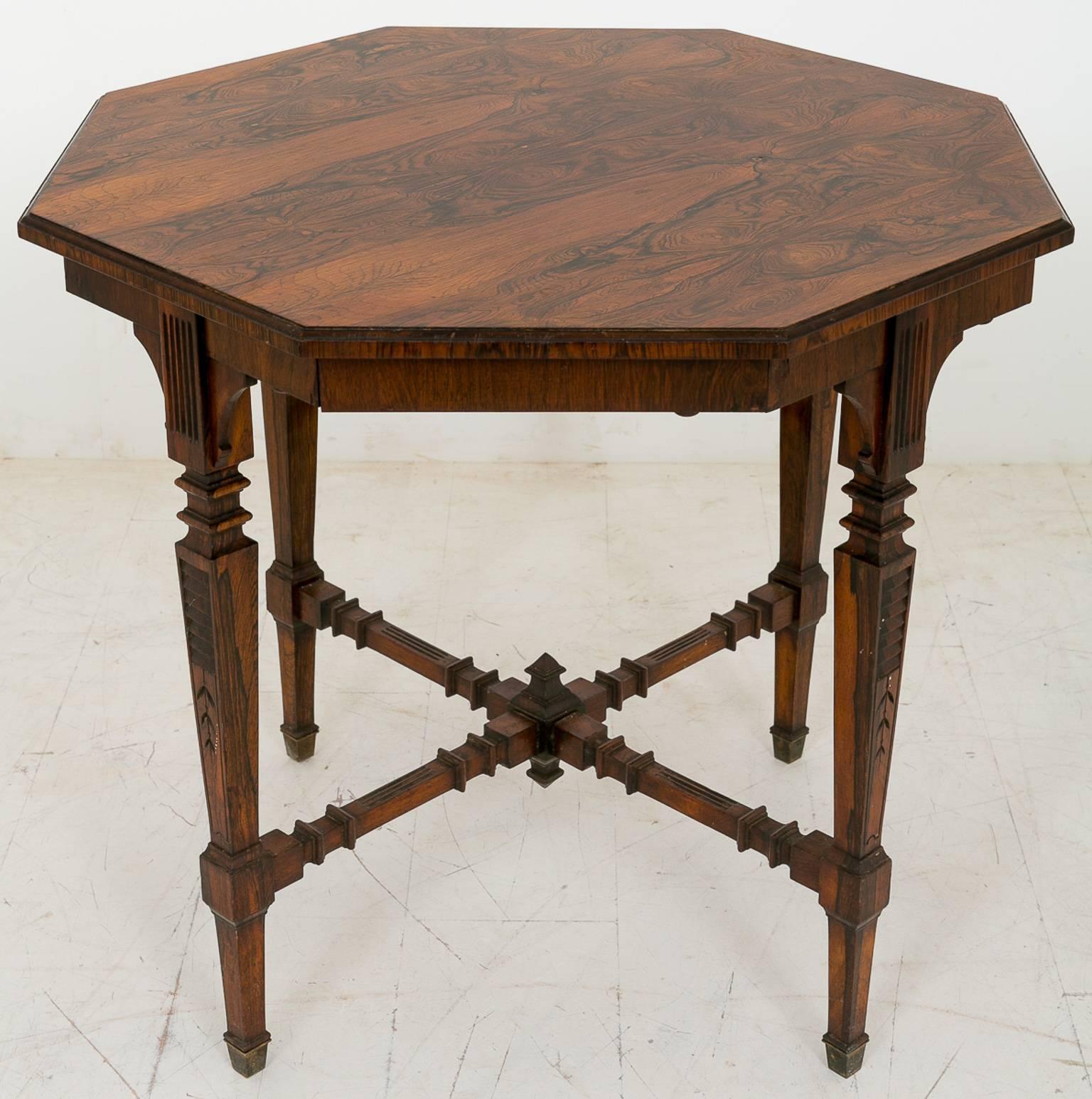 Late Victorian Rio Rosewood Octagonal Occasional Table For Sale 1