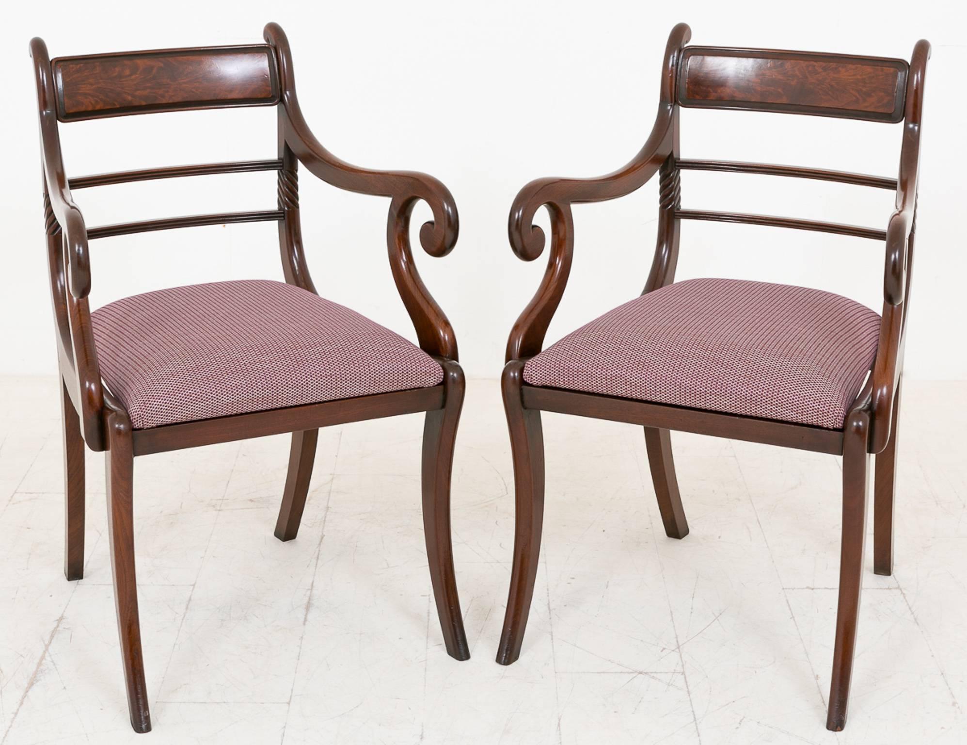 Pair of Regency Mahogany Library Chairs For Sale 1