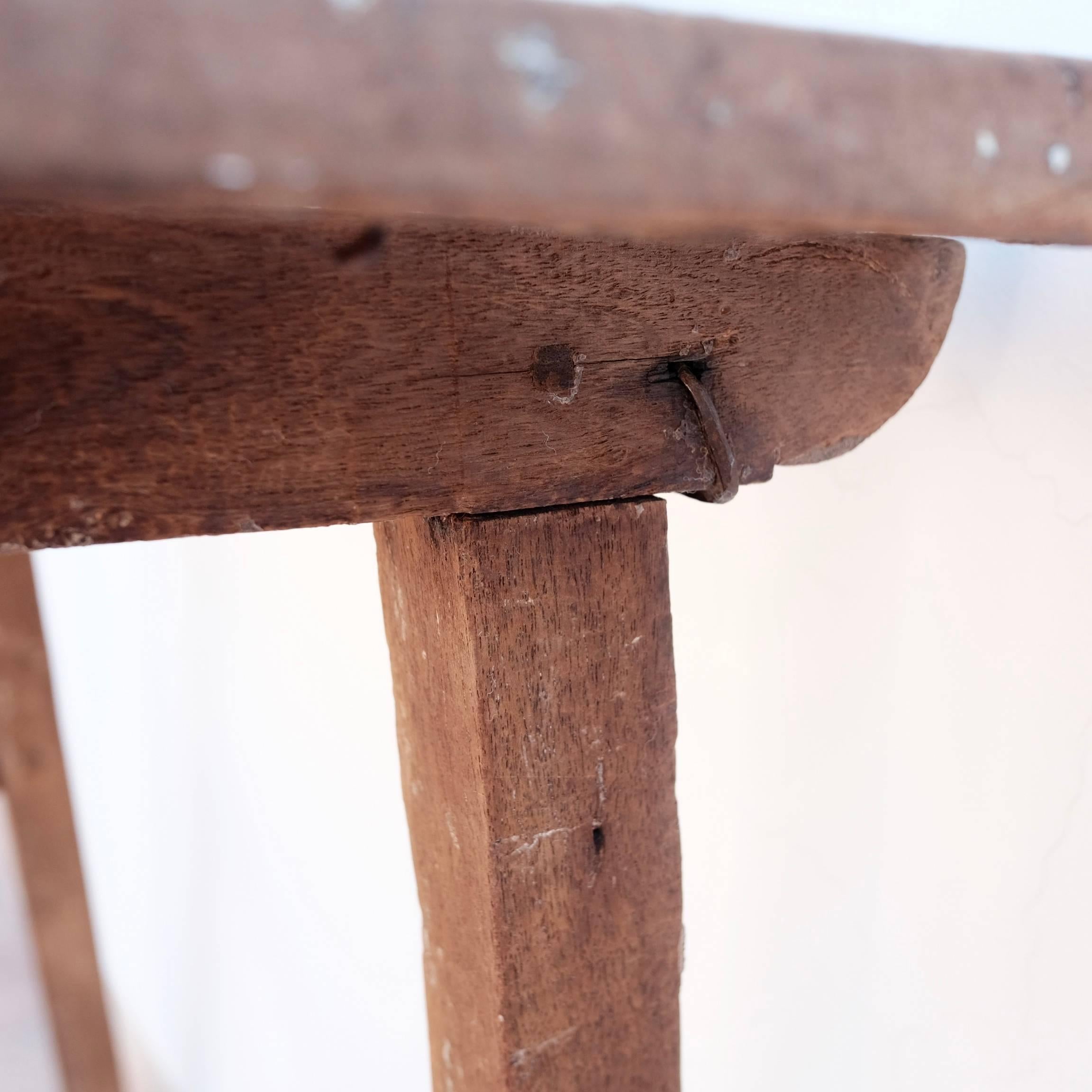 Country Early to Mid-19th Century Mesquite Colonial Table from Dolores Hidalgo, Mexico