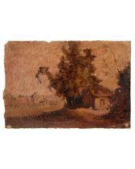 François Auguste Ravier - The Landscape with a House - 19th Century Drawing