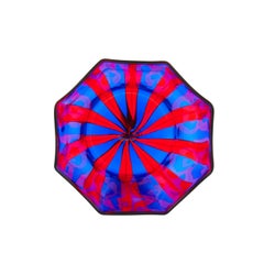 Campbell-Rey Octagonal Striped Tumbler in Red and Blue Murano Glass