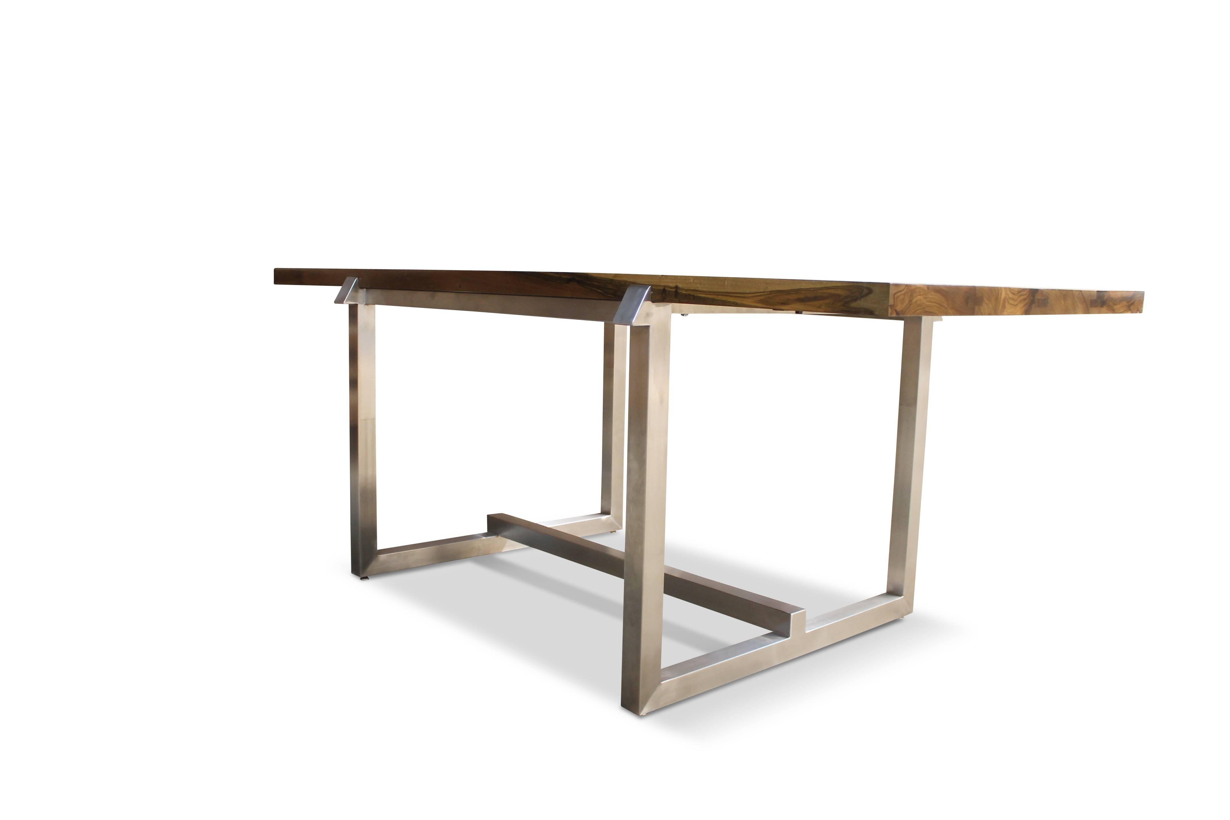 Modern Steel Framed Dining Table with Argentine Rosewood from Costantini, Donato