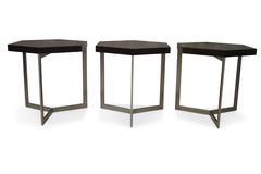 Modern Hexagonal Side Table in Steel and Rosewood from Costantini, Nicoli