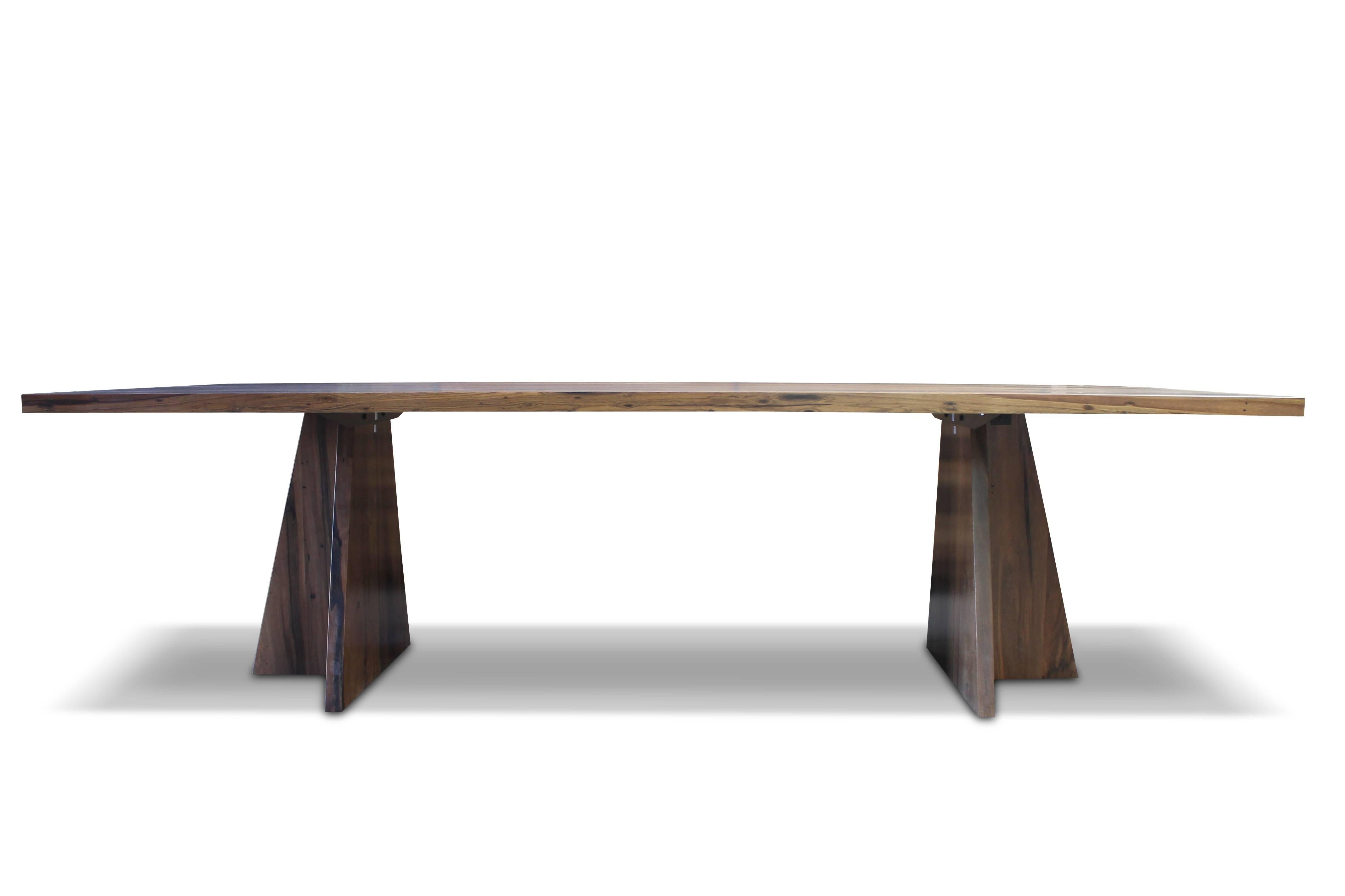 Organic Modern Modern Dining Pedestal Luca Table in Solid Argentine Rosewood from Costantini