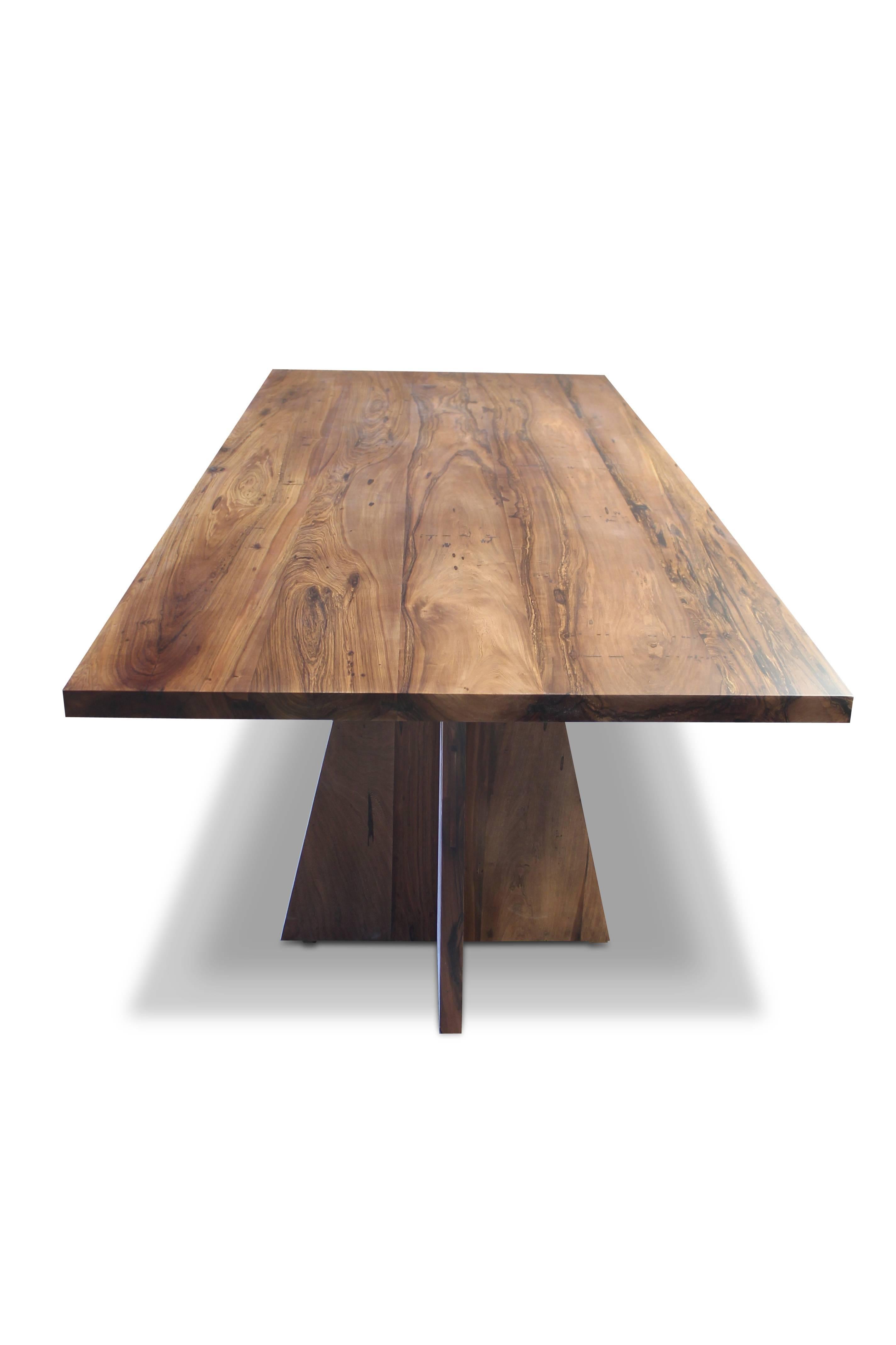 Woodwork Modern Dining Pedestal Luca Table in Solid Argentine Rosewood from Costantini
