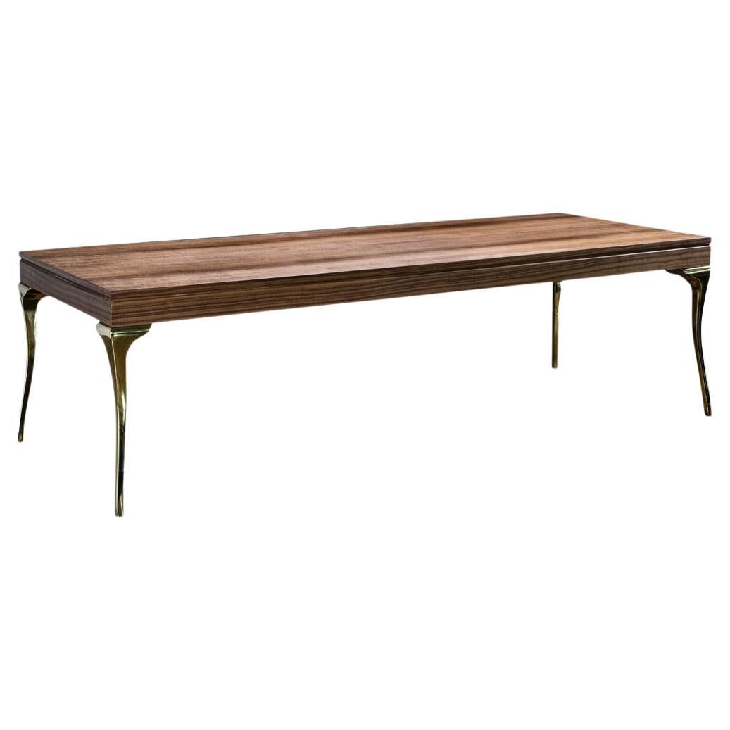 Table basse en bois et bronze moulé de Costantini, Enzio
