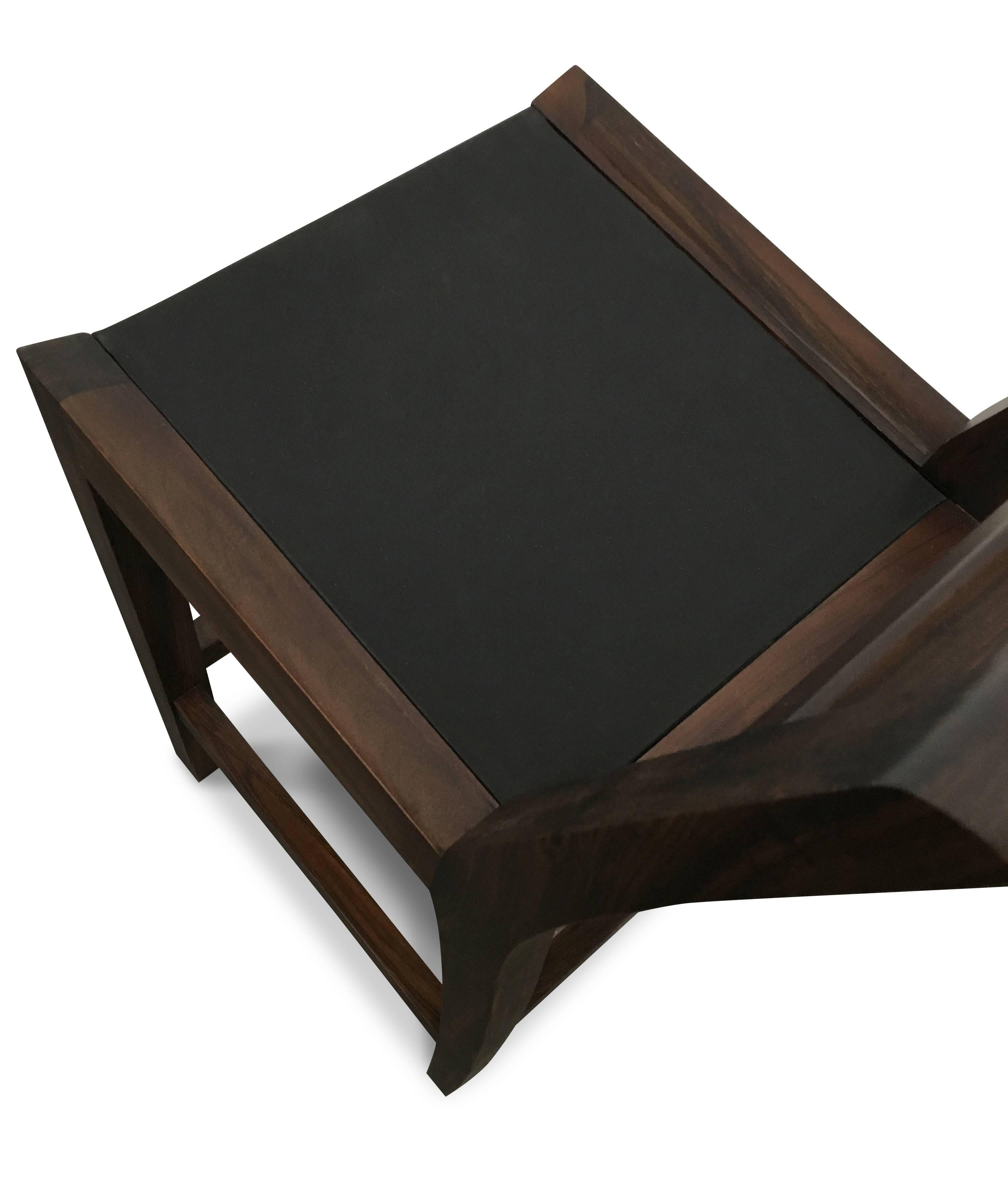 Modern Orianna Stool in Argentine Rosewood and Wrapped Leather from Costantini For Sale