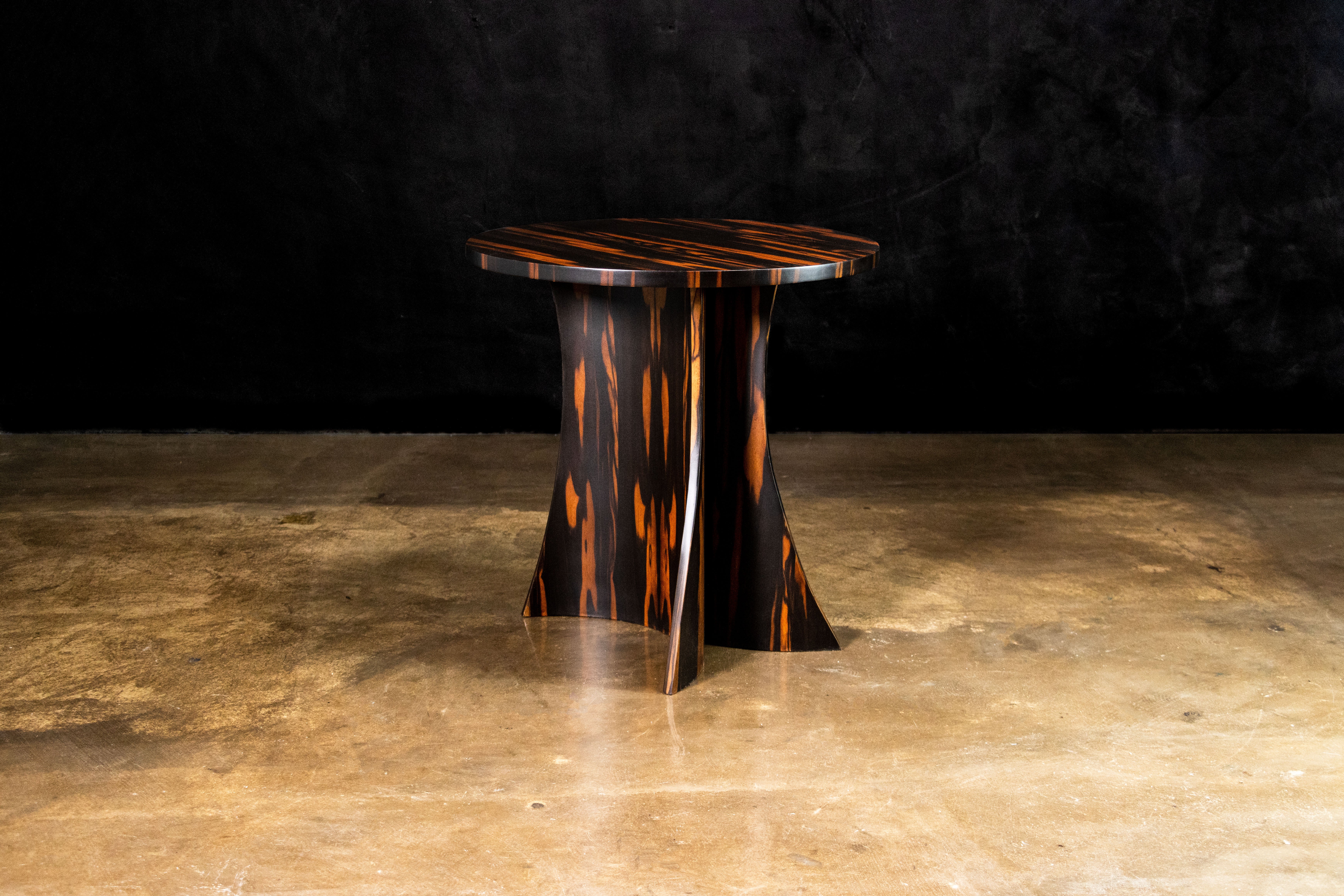 Round Bentwood Macassar Ebony Side Table from Costantini, Andino, In Stock For Sale