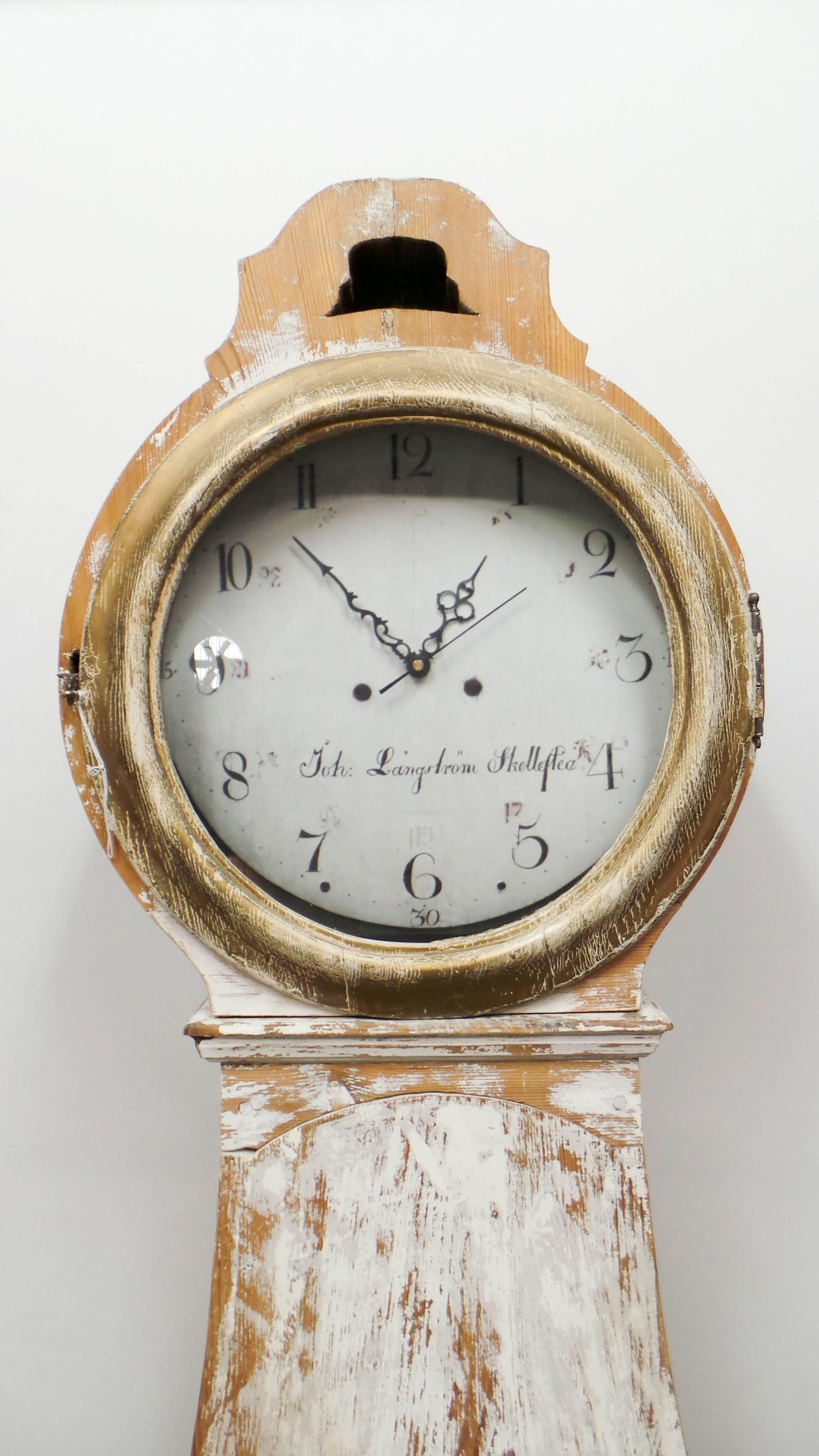 100% Original Painted Swedish Long Case Mora Clock 1
