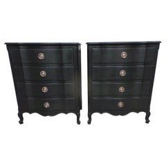 Rococo Style 4 Drawer Midnight Black Nightstands