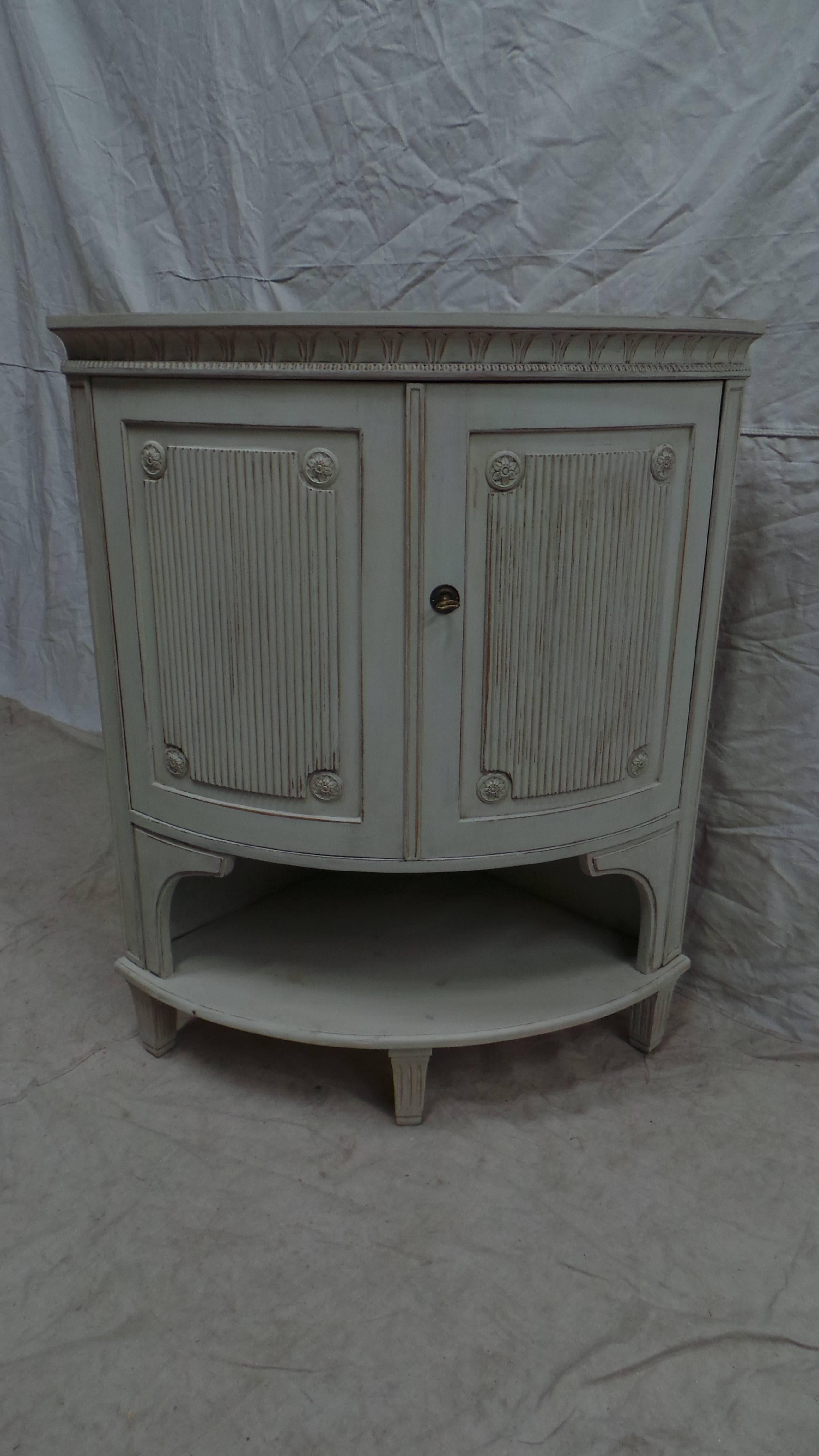 Birch Swedish Gustavian Corner Cabinet