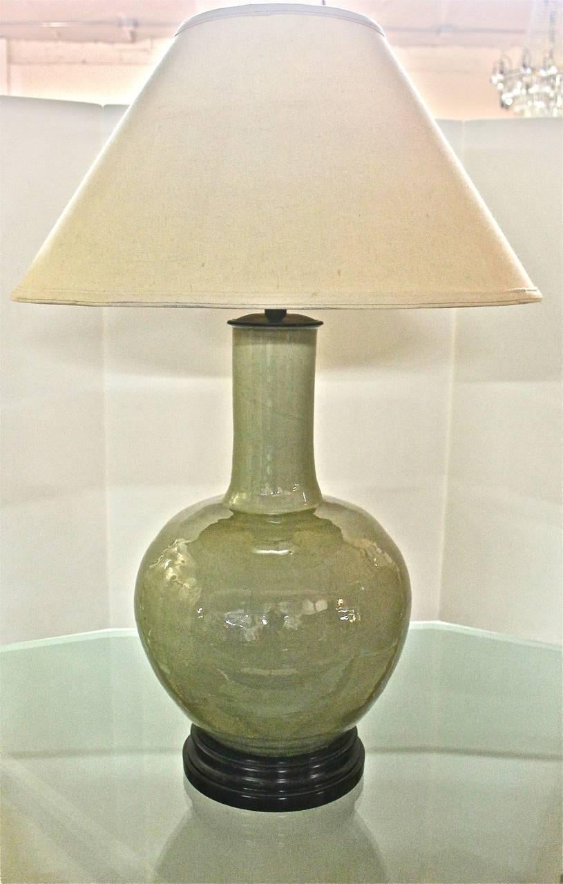 20th Century Beautiful Large Marbro Chinese Celadon Lamp