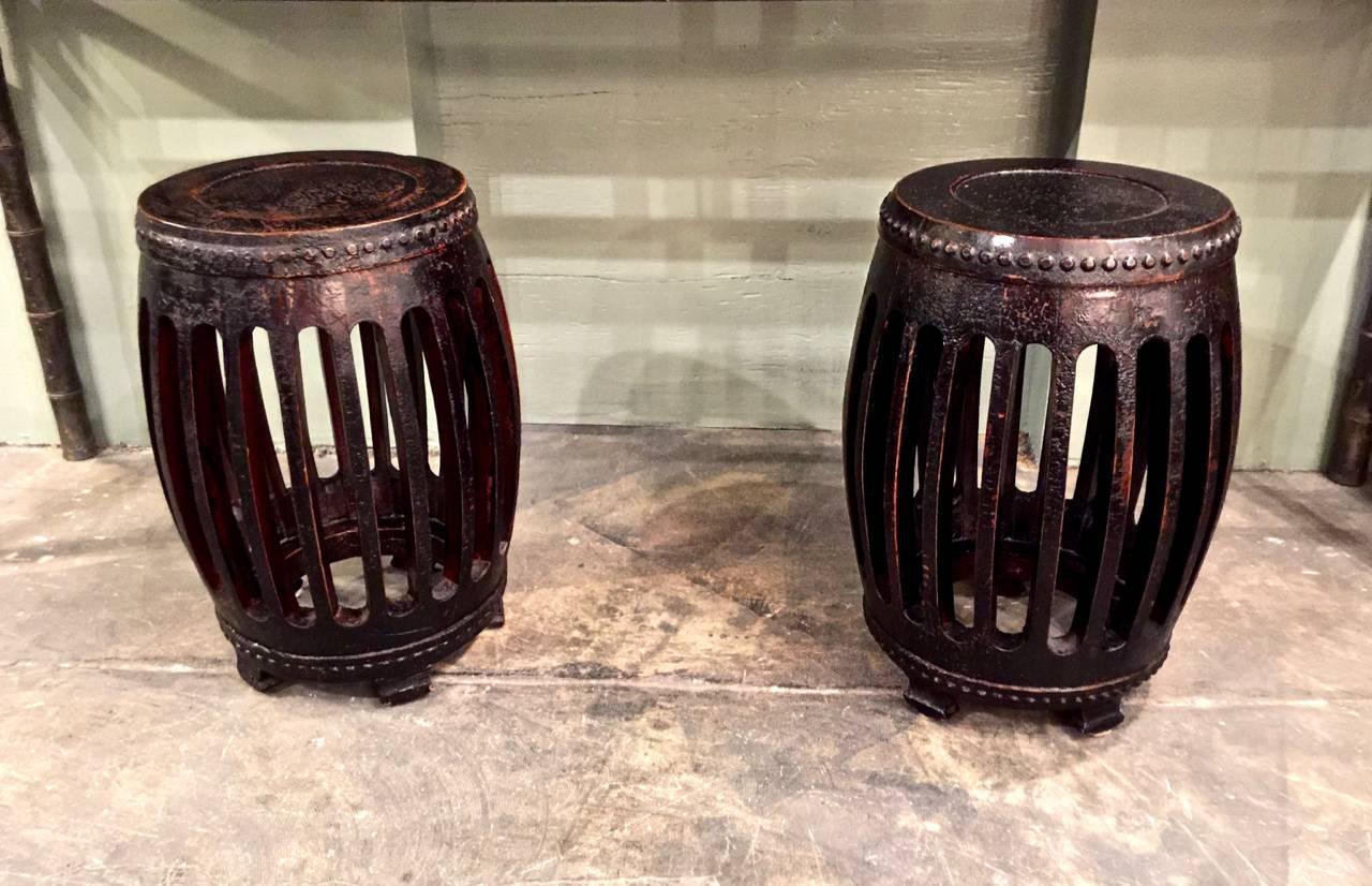 Pair of Early 20th Century Chinese Garden Stools In Good Condition In Pasadena, CA