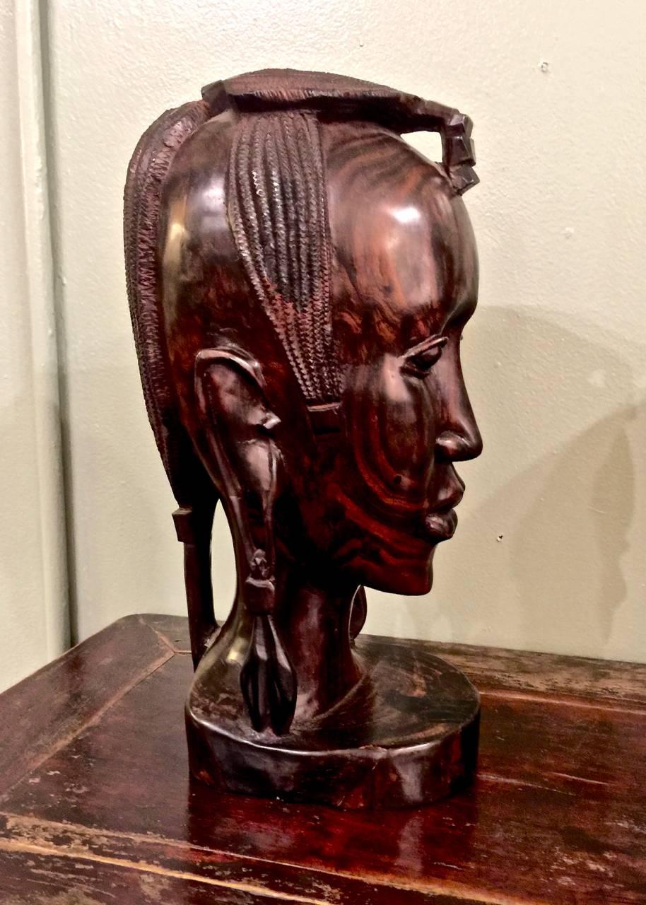 Tribal 20th Century Carved African Female Bust