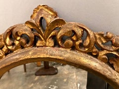 Antique Round Carved Giltwood Mirror