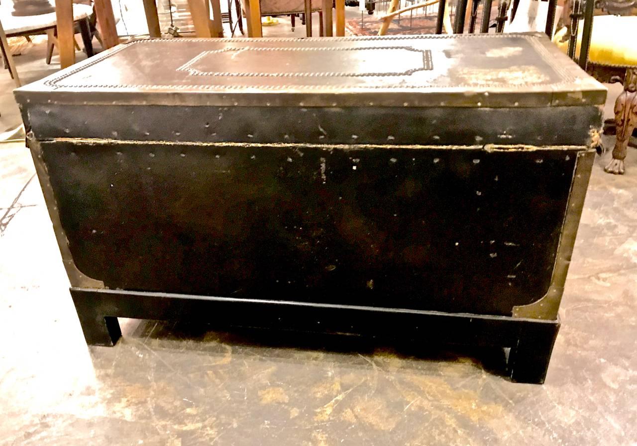 Brass Early 19th Century Regency Leather Clad Campaign Chest