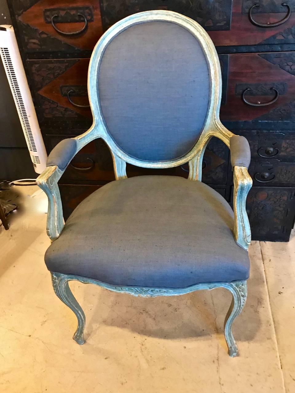 Pair of 19th Century Italian Louis XV Fauteuils/Open Armchairs In Good Condition In Pasadena, CA