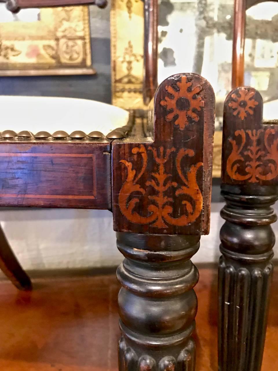 English Regency Inlaid Rosewood Dining Chairs c. 1810-20, Set of Four