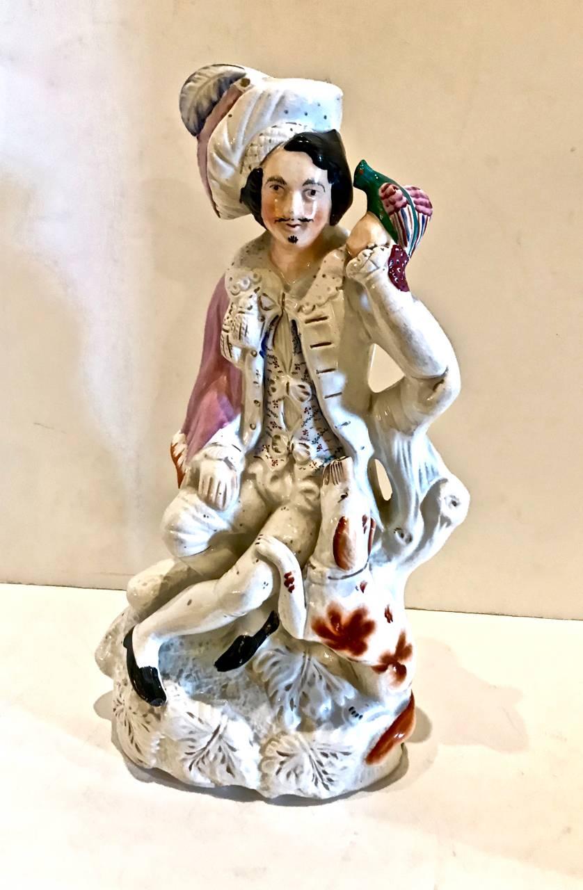 19th Century Large Staffordshire Figure of Falconer 1