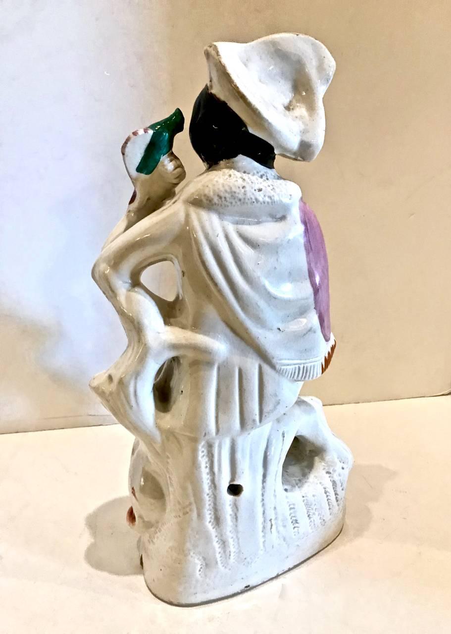 Cast 19th Century Large Staffordshire Figure of Falconer