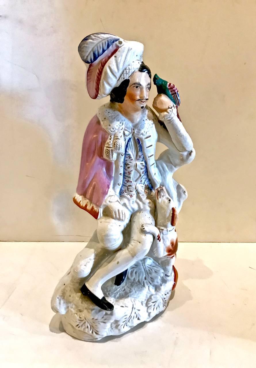 English 19th Century Large Staffordshire Figure of Falconer
