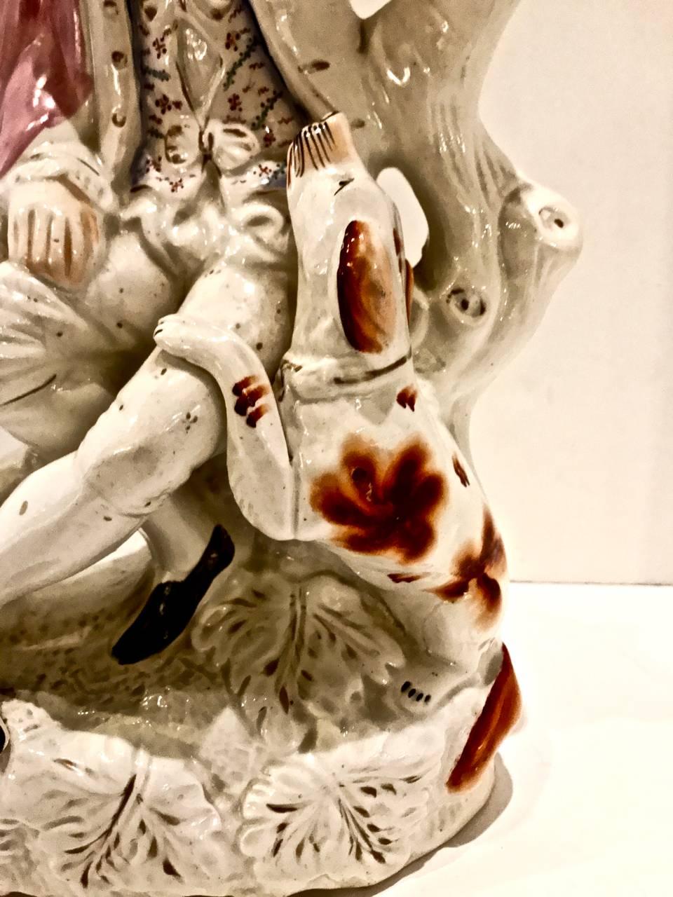 Victorian 19th Century Large Staffordshire Figure of Falconer