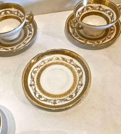 Gilt Minton Bouillon Cups and Saucers, Set of Eight