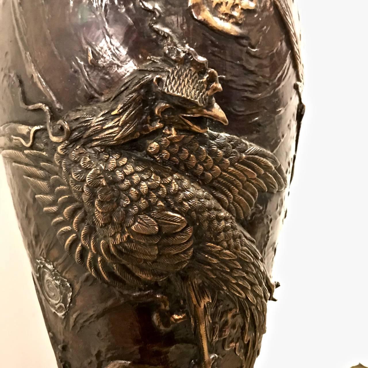 Meiji Lampe japonaise en bronze, XIXe siècle en vente