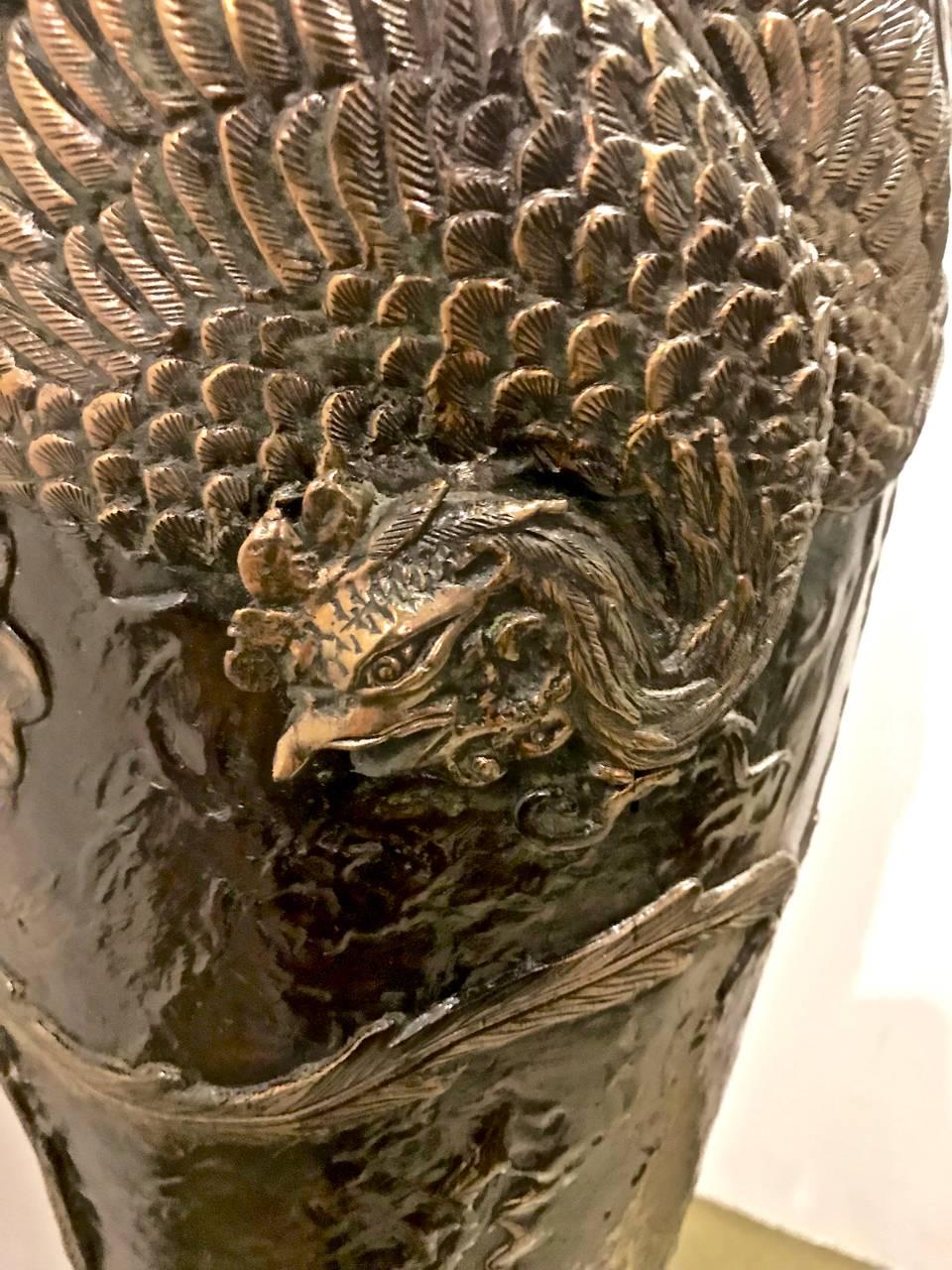 Japanische japanische Bronzelampe, 19. Jahrhundert im Zustand „Gut“ im Angebot in Pasadena, CA