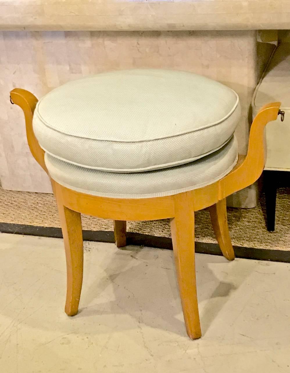 French Deco Vanity Stool in Sycamore 1