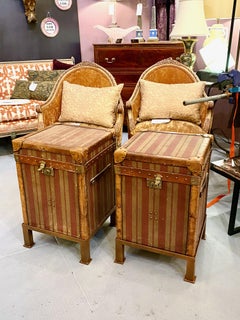 Pair of French Louis Vuitton-Style  Hat Trunks, c.1900