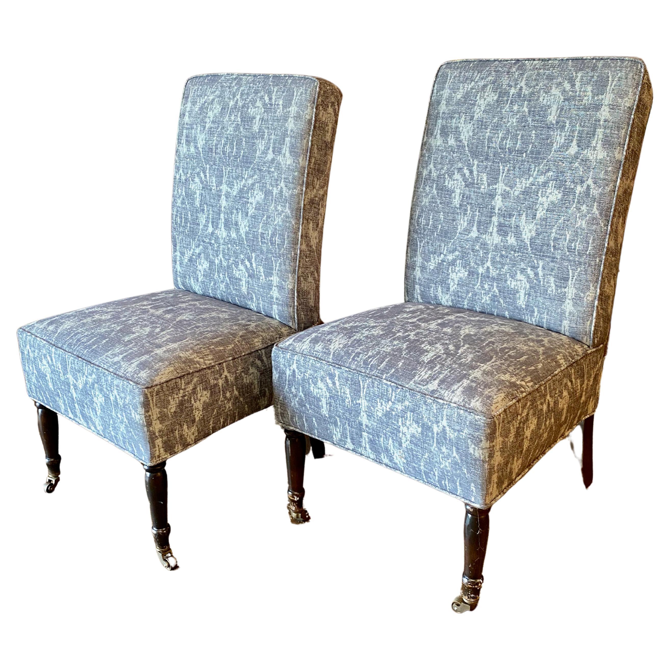 Pair English 19th Century Slipper Chairs For Sale
