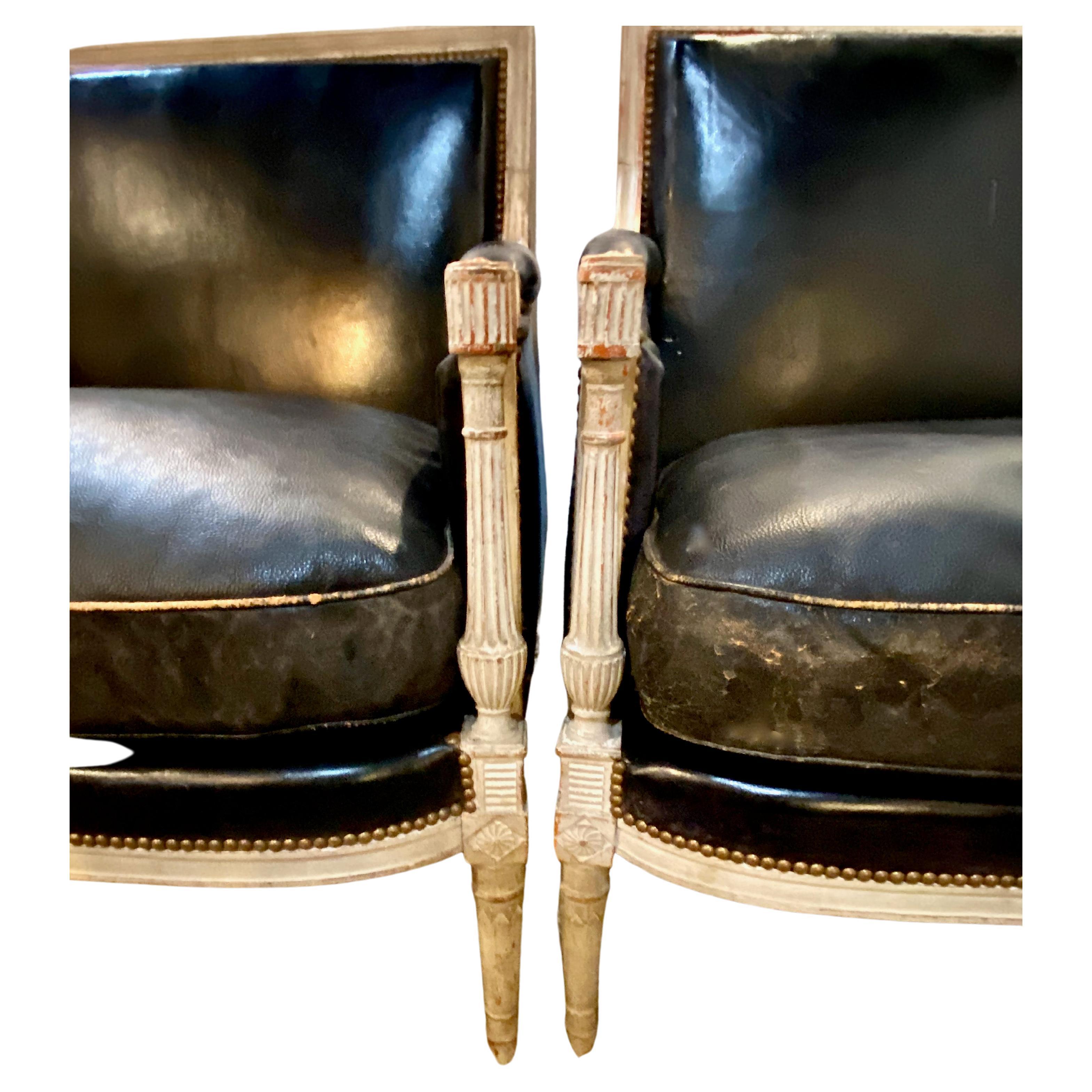 19th Century Pair Directoire Marquise Bergeres For Sale