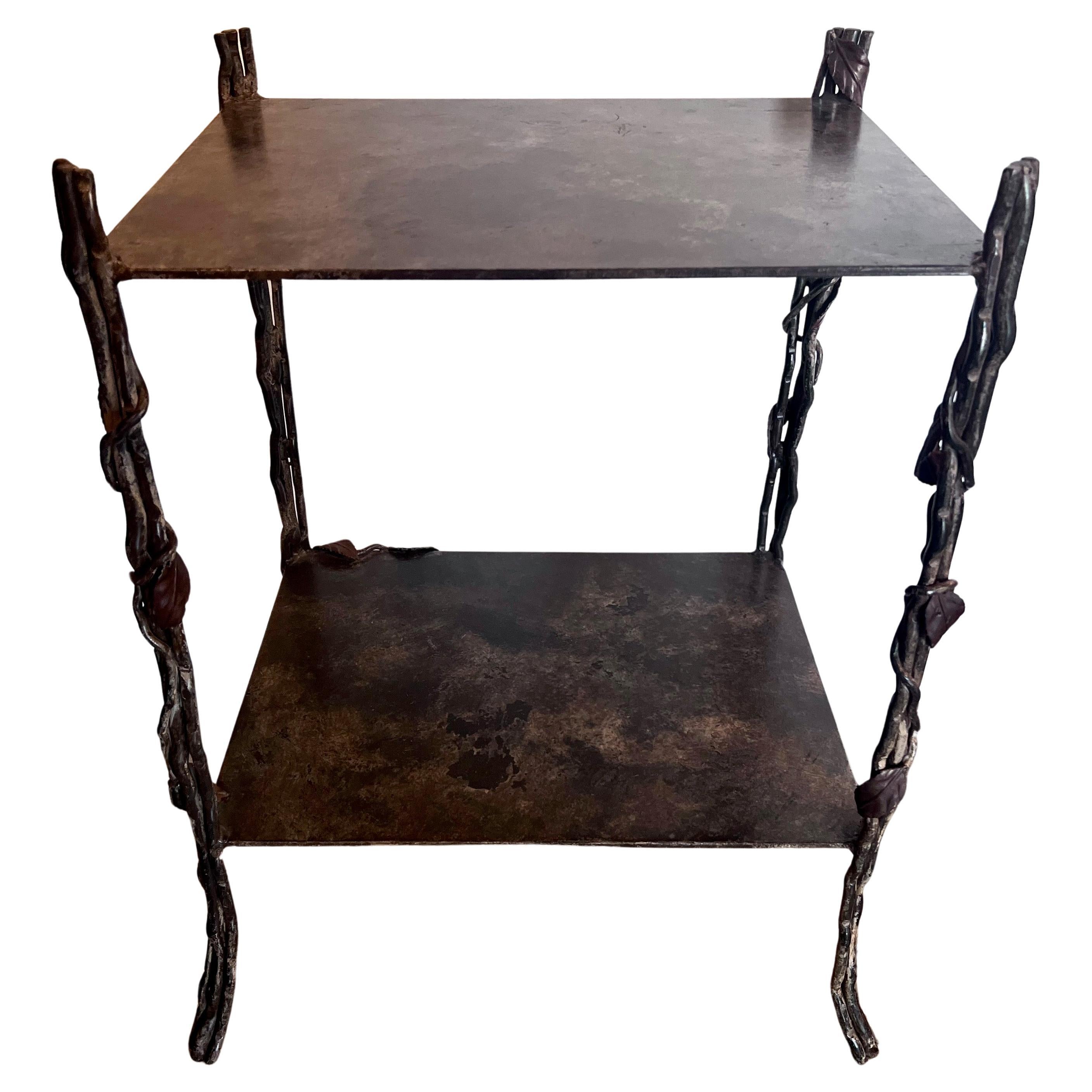 Bronze Faux Bois End Table/Stand