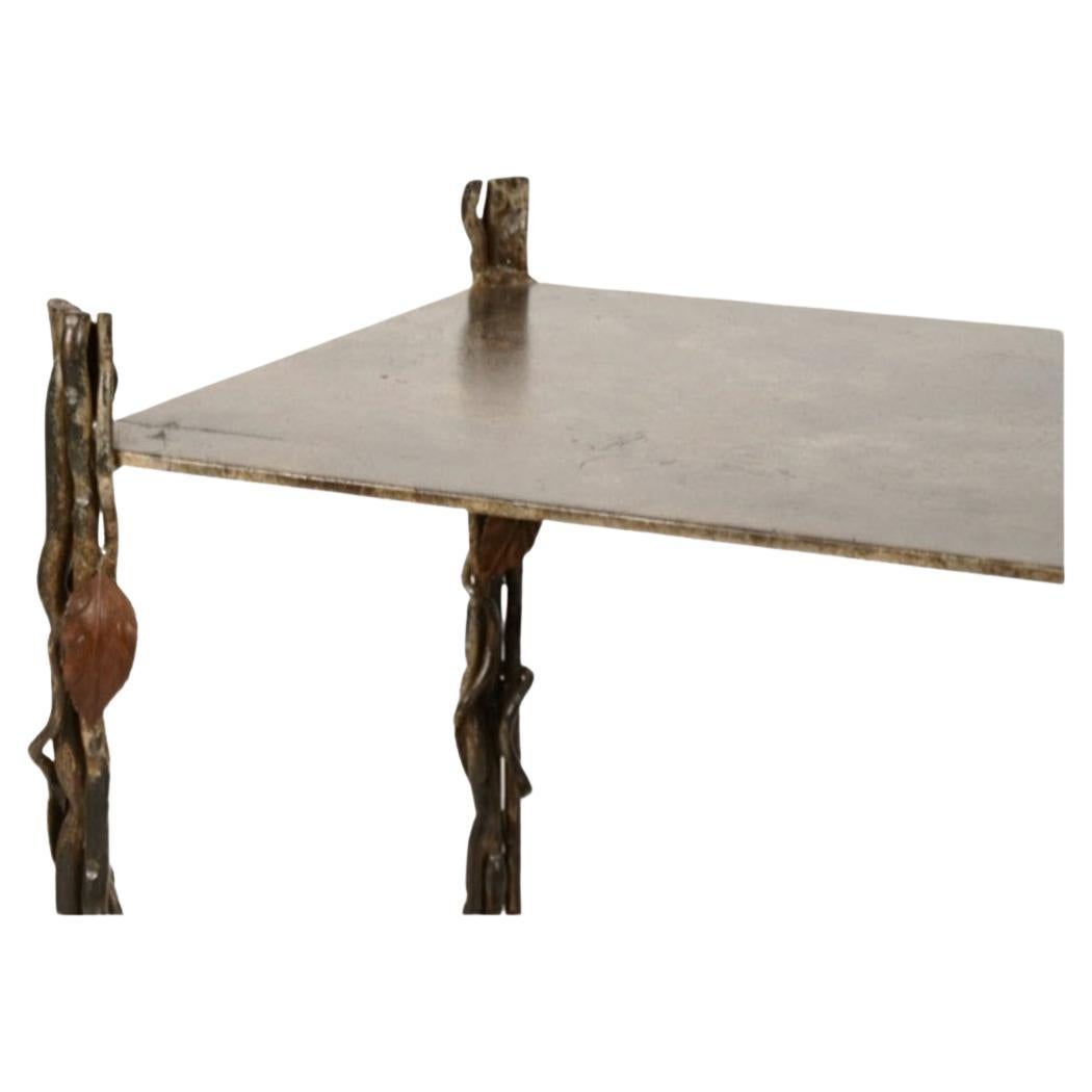 Bronze Faux Bois End Table/Stand In Good Condition In Pasadena, CA