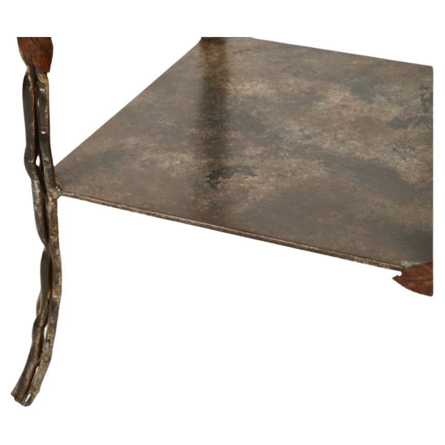 Iron Bronze Faux Bois End Table/Stand