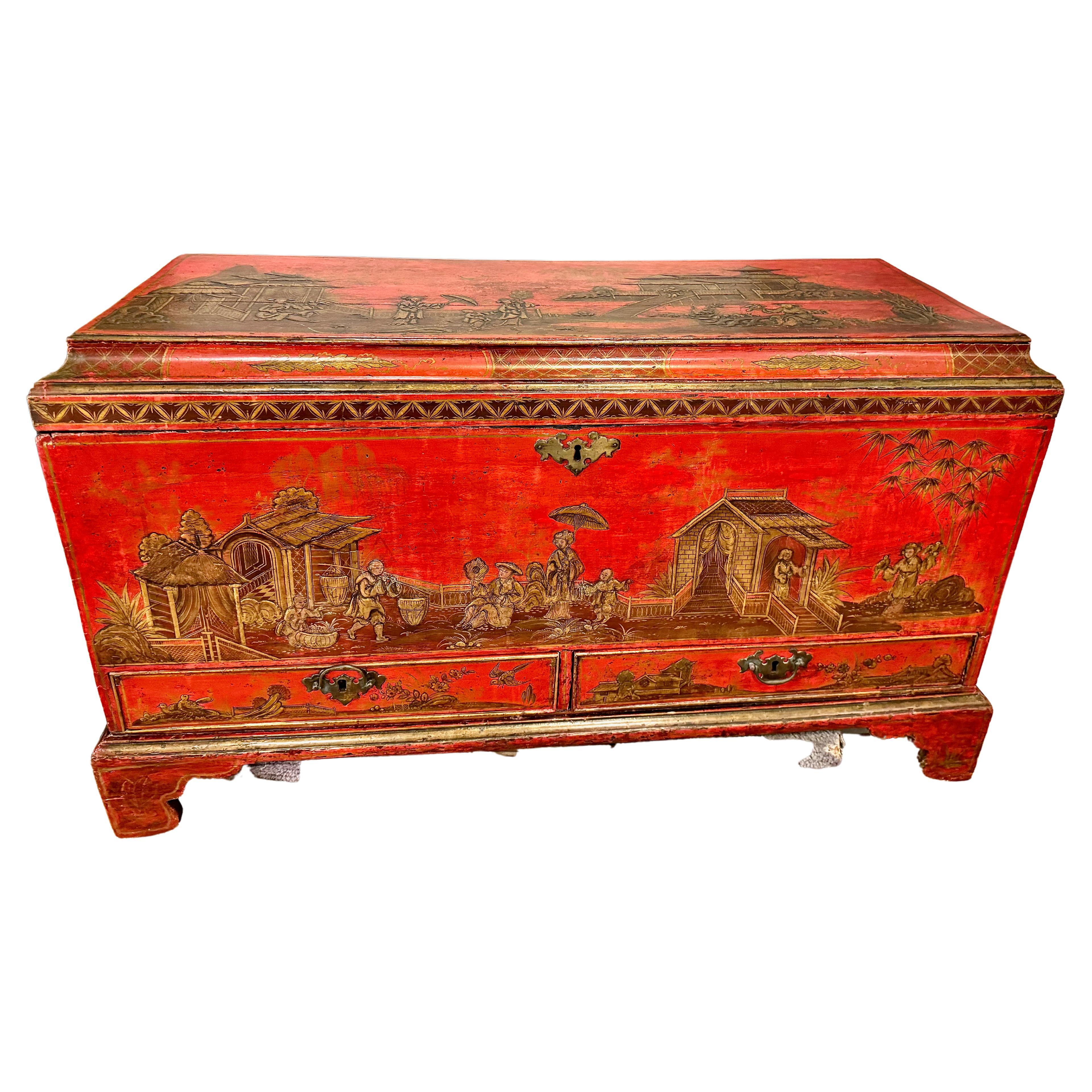 Chinoiserie/Japanned Coffer or Chest, 18th Century