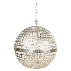 Large Silver Plated Ball Pendant Lighting Fixture
