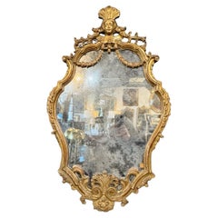 Italian Carved Giltwood Cartouche Mirror, c. 1770-1790