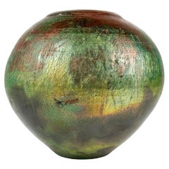 Raku-Vase im japanischen Stil aus dem 20. Jahrhundert, signiert „Perry“