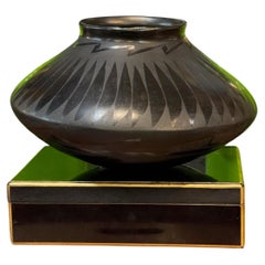 Vintage Mata Ortiz Black Clay Olla by Rojelio Silveira, c. 1975
