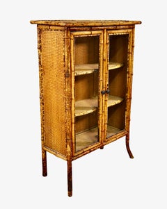 English Victorian Glazed Bamboo Bookcase, c. 1880-1900