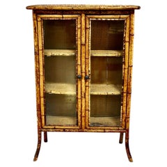 English Victorian Glazed Bamboo Bookcase, c. 1880-1900
