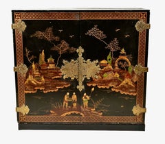 Chinoiserie Cabinet-On-Stand, Japanned Finish, c. 1950-1960